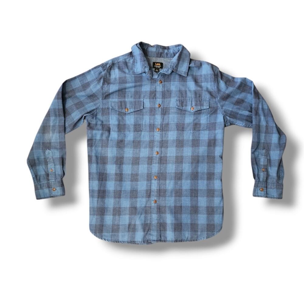Lee Blue Plaid Button Down Shirt